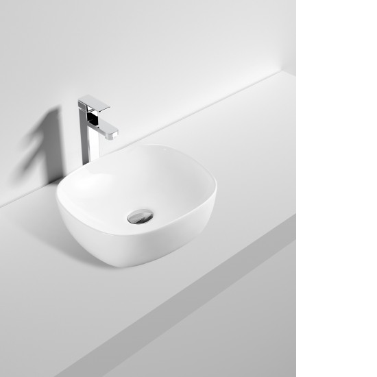 370x370x115mm Bathroom Square Above Counter White Ceramic Wash Basin